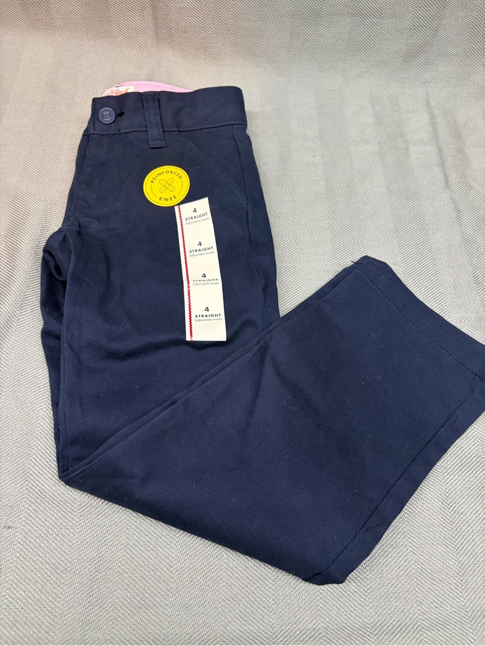 NWT Cat & Jack girl size 4 straight leg adjustable waist navy blue pants school